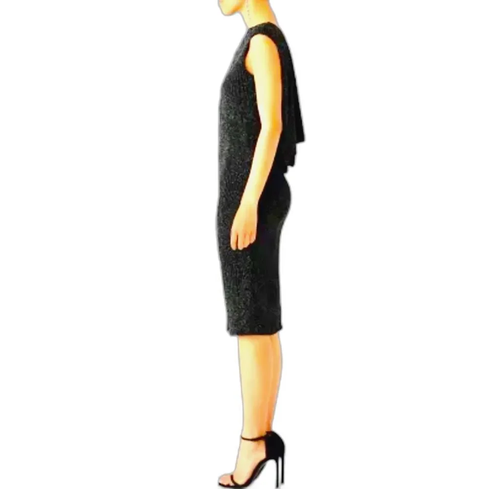 Shoshanna Shimmering Chevron Cocktail Dress in Black Sz 10 - Picture 2 of 6